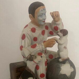 “Send In The Clowns” Rockwell 1979 Clown Training Dog Puppy Figure, Music Box